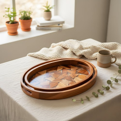 Wooden Tray Set 2 Pcs